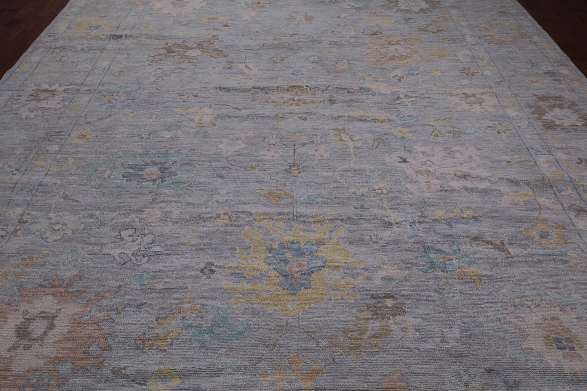 SUPER SALE Silver Turkish Oushak Hand Knotted Wool Rug - 10' 1" X 13' 8"