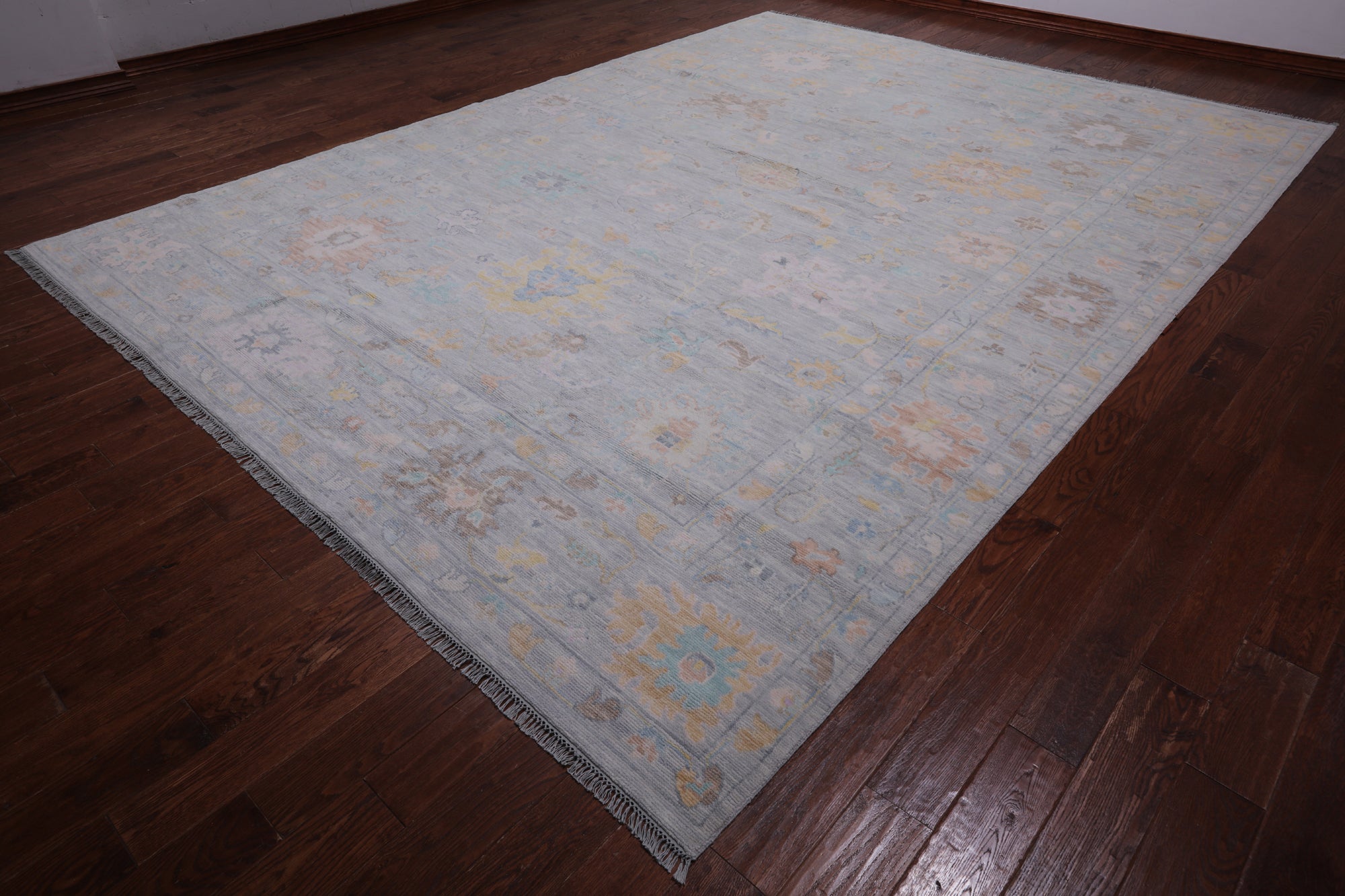 SUPER SALE Silver Turkish Oushak Hand Knotted Wool Rug - 10' 1" X 13' 8"