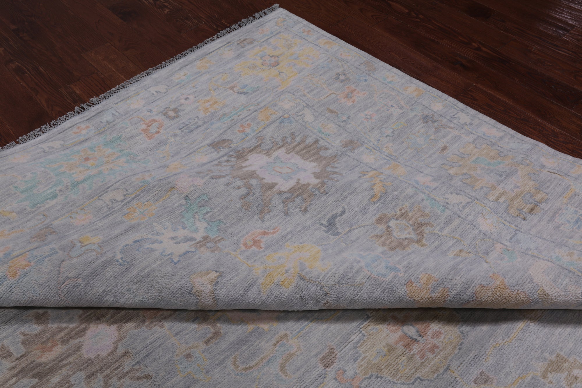 SUPER SALE Silver Turkish Oushak Hand Knotted Wool Rug - 10' 1" X 13' 8"