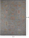 SUPER SALE Silver Turkish Oushak Handmade Wool Rug - 10' 3" X 13' 10"