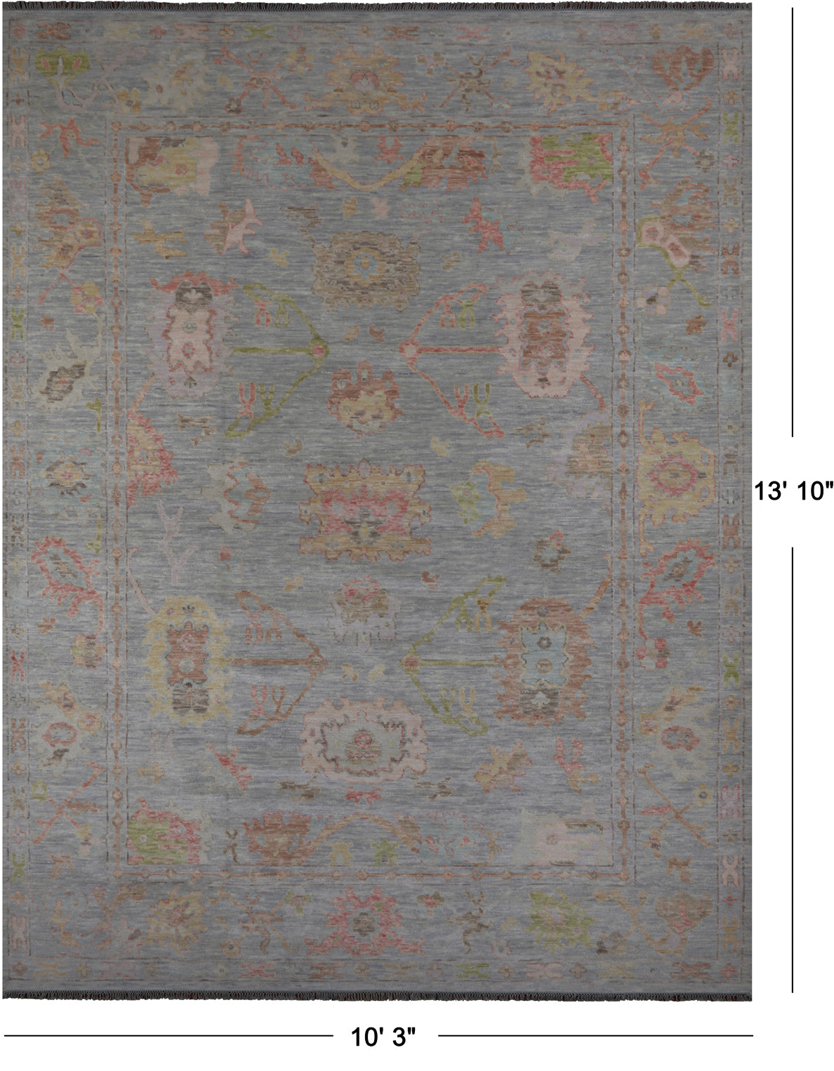SUPER SALE Silver Turkish Oushak Handmade Wool Rug - 10' 3" X 13' 10"
