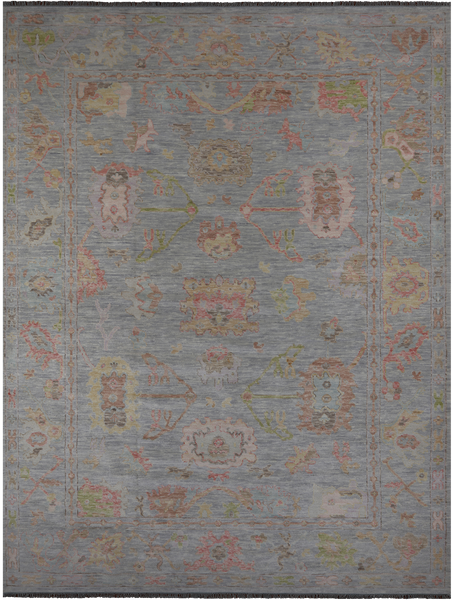 SUPER SALE Silver Turkish Oushak Handmade Wool Rug - 10' 3" X 13' 10"