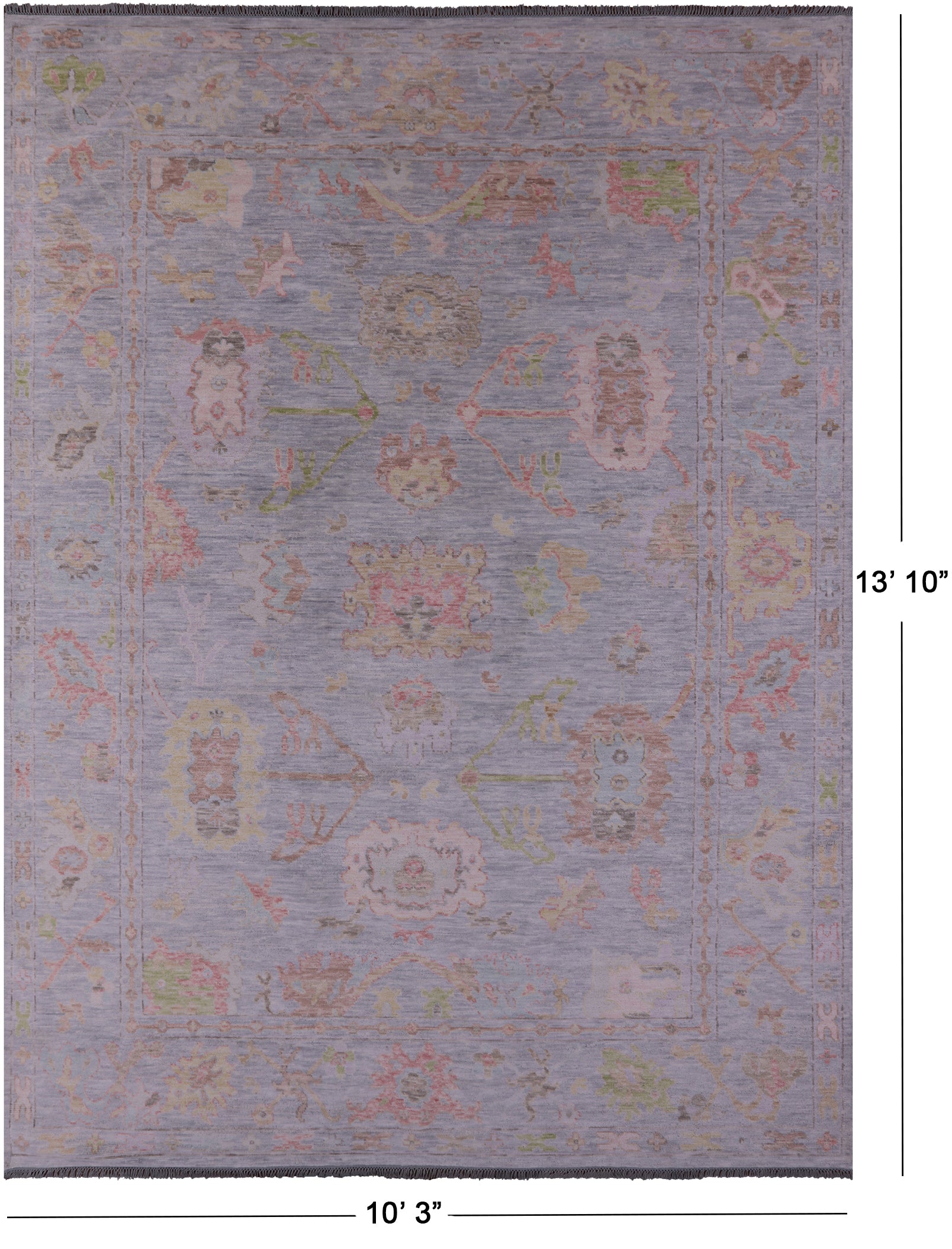 Silver Turkish Oushak Handmade Wool Rug - 10' 3" X 13' 10" - Golden Nile