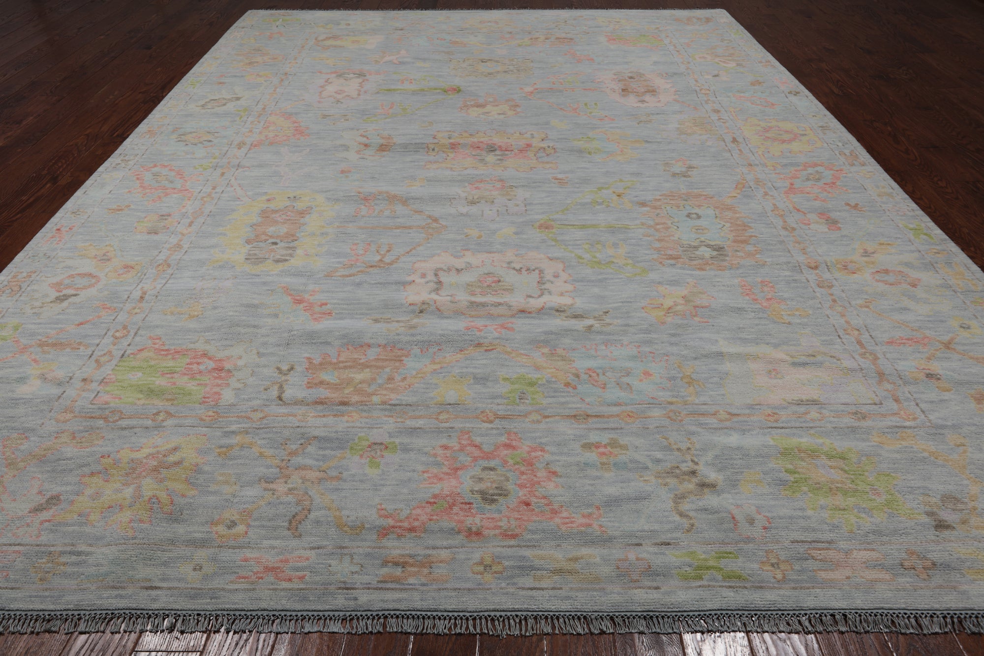 SUPER SALE Silver Turkish Oushak Handmade Wool Rug - 10' 3" X 13' 10"