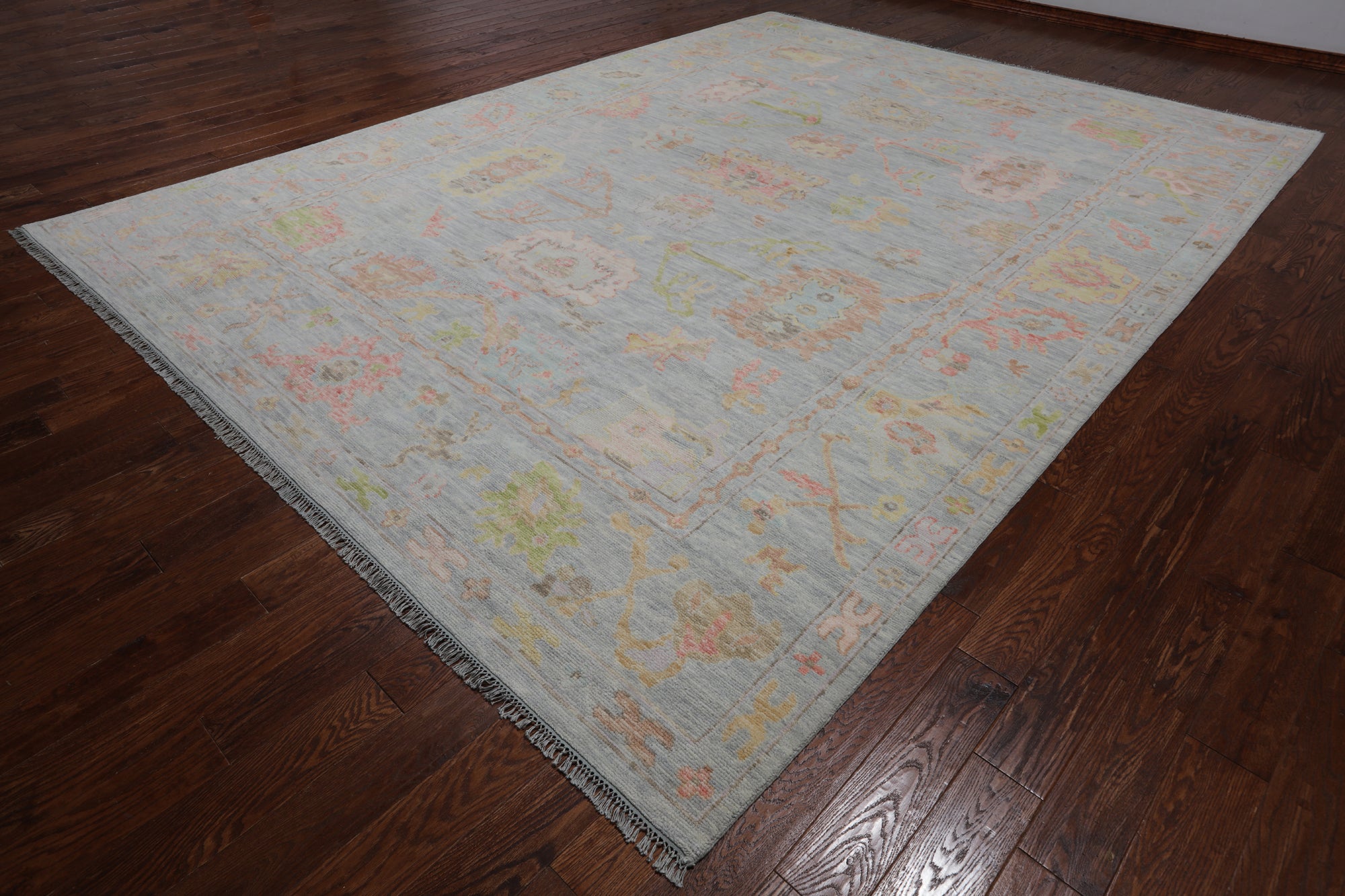 SUPER SALE Silver Turkish Oushak Handmade Wool Rug - 10' 3" X 13' 10"