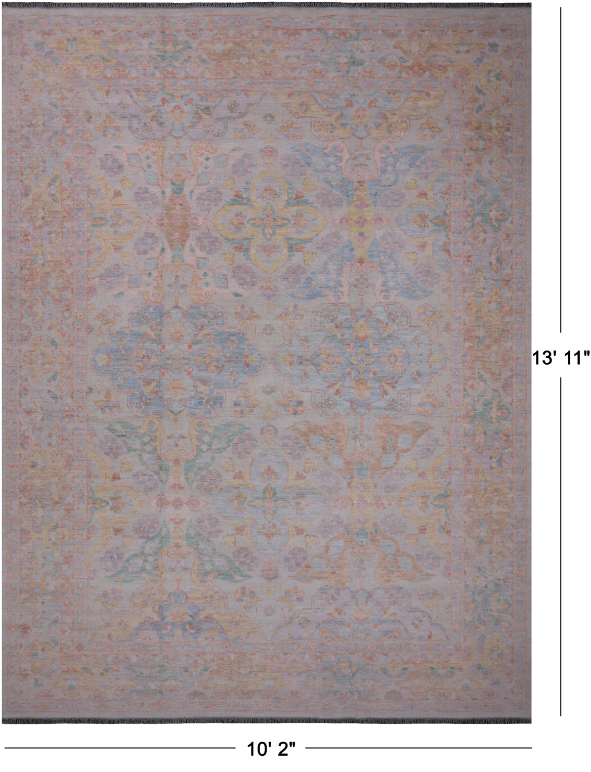Ivory Persian Tabriz Hand Knotted Wool Rug - 10' 2" X 13' 11"