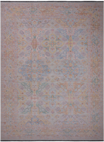 Ivory Persian Tabriz Hand Knotted Wool Rug - 10' 2" X 13' 11"