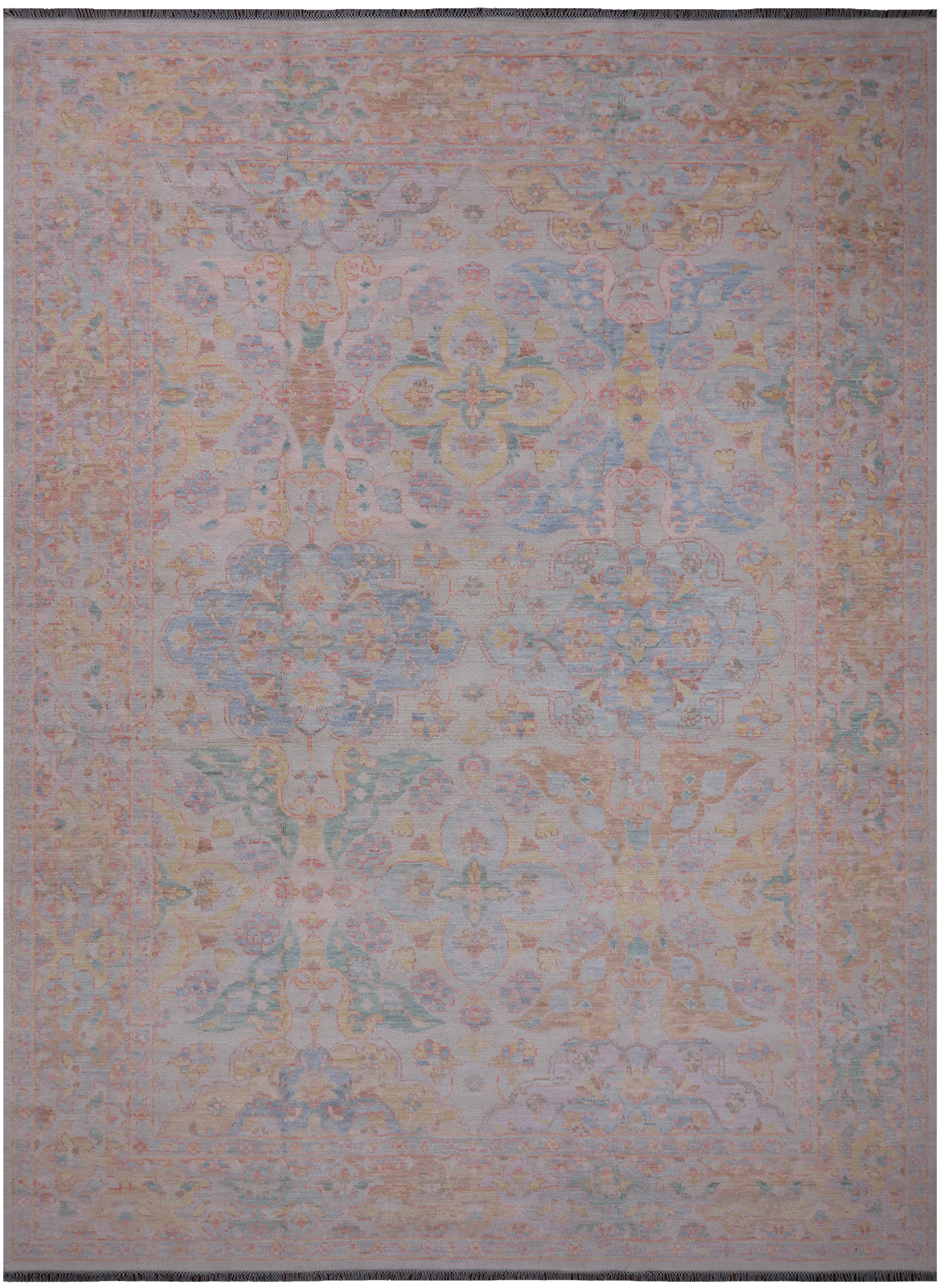 Ivory Persian Tabriz Hand Knotted Wool Rug - 10' 2" X 13' 11"