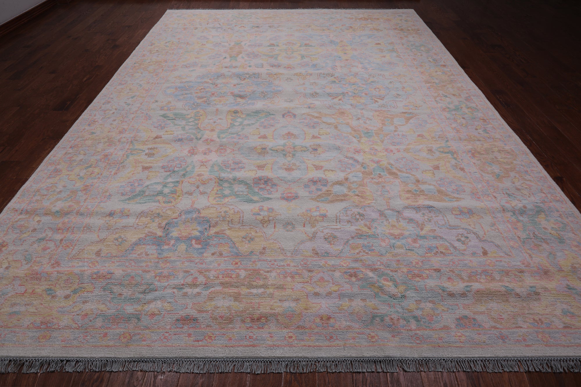 Ivory Persian Tabriz Hand Knotted Wool Rug - 10' 2" X 13' 11"