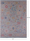 Light Blue Turkish Oushak Hand Knotted Wool Rug - 10' 0" X 13' 10" - Golden Nile
