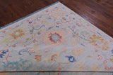 Light Blue Turkish Oushak Hand Knotted Wool Rug - 10' 0" X 13' 10" - Golden Nile