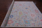 Light Blue Turkish Oushak Hand Knotted Wool Rug - 10' 0" X 13' 10" - Golden Nile
