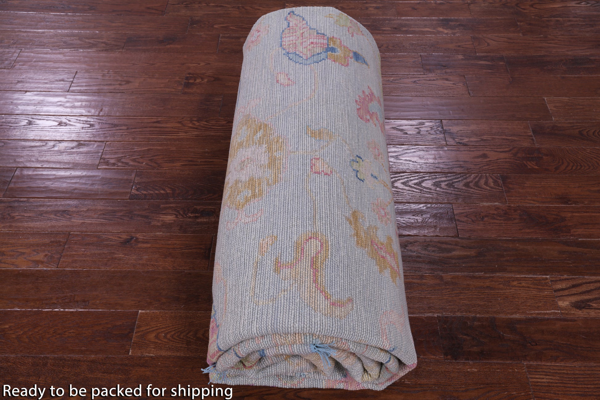 Light Blue Turkish Oushak Hand Knotted Wool Rug - 10' 0" X 13' 10" - Golden Nile