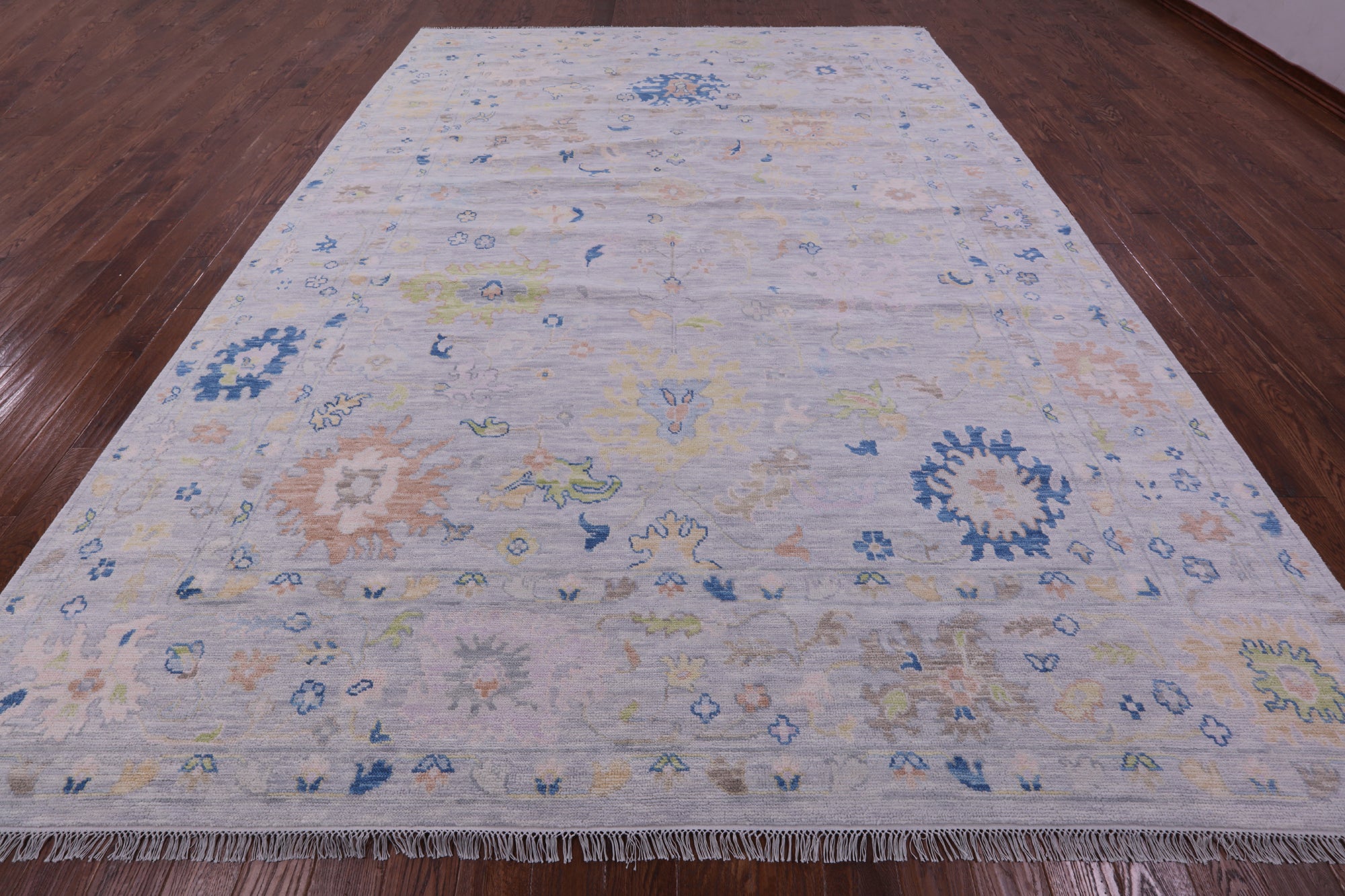 Silver Turkish Oushak Handmade Wool Rug - 10' 2" X 14' 0" - Golden Nile