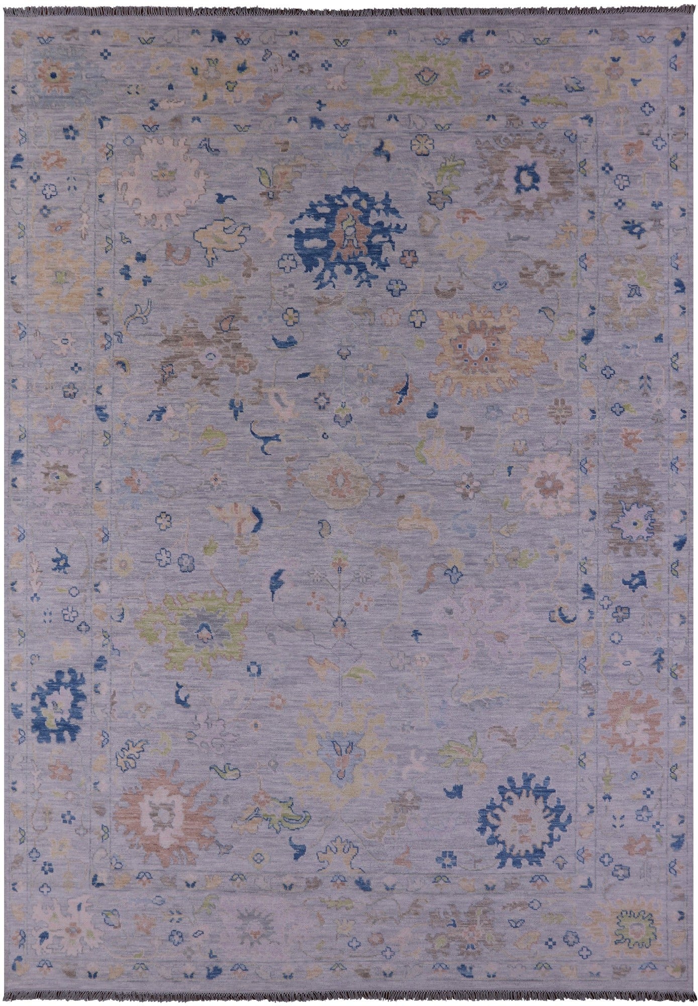 Silver Turkish Oushak Handmade Wool Rug - 10' 2" X 14' 0" - Golden Nile