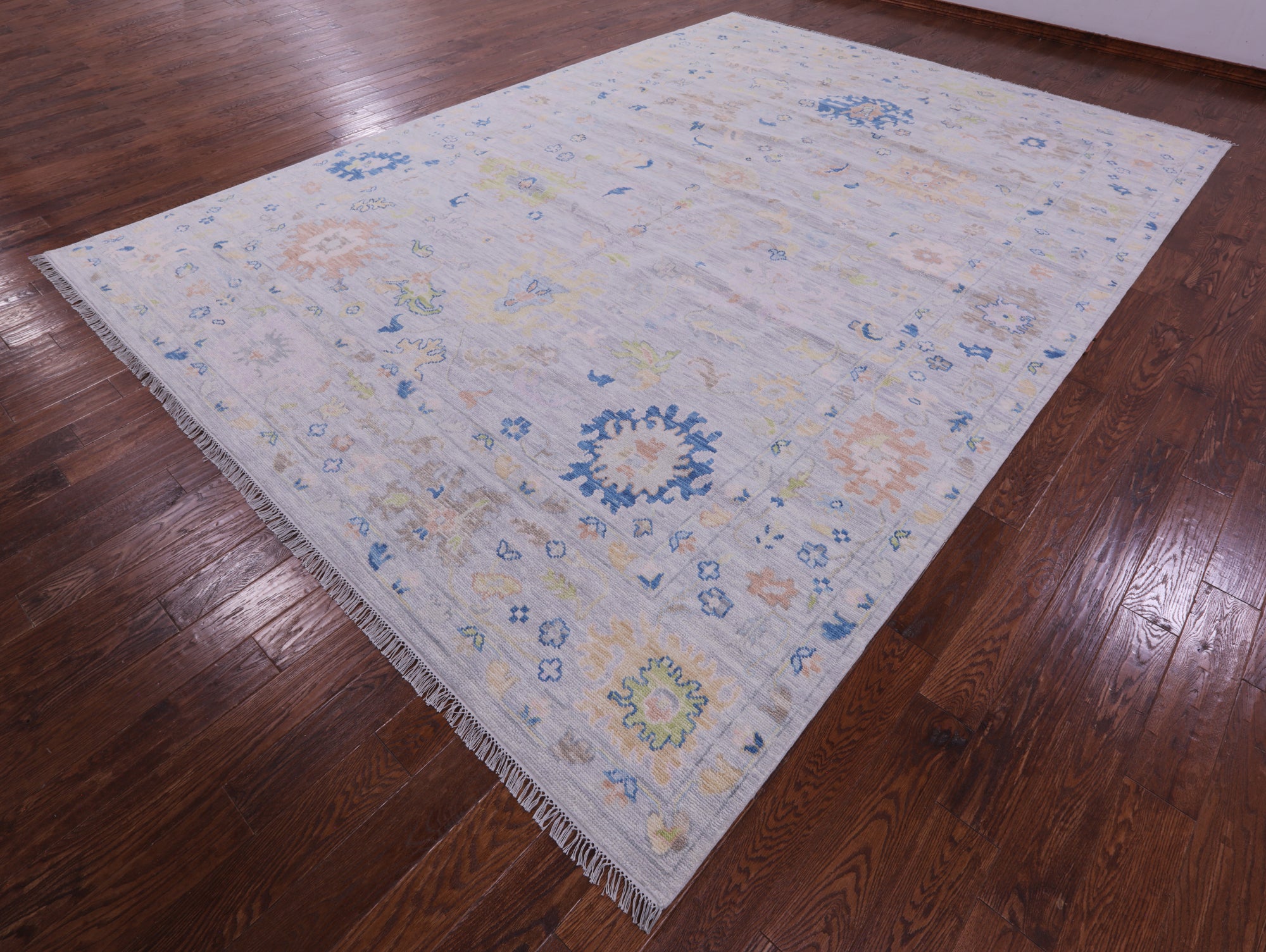 Silver Turkish Oushak Handmade Wool Rug - 10' 2" X 14' 0" - Golden Nile
