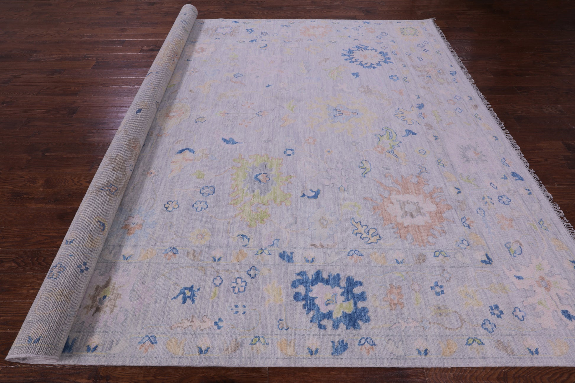 Silver Turkish Oushak Handmade Wool Rug - 10' 2" X 14' 0" - Golden Nile
