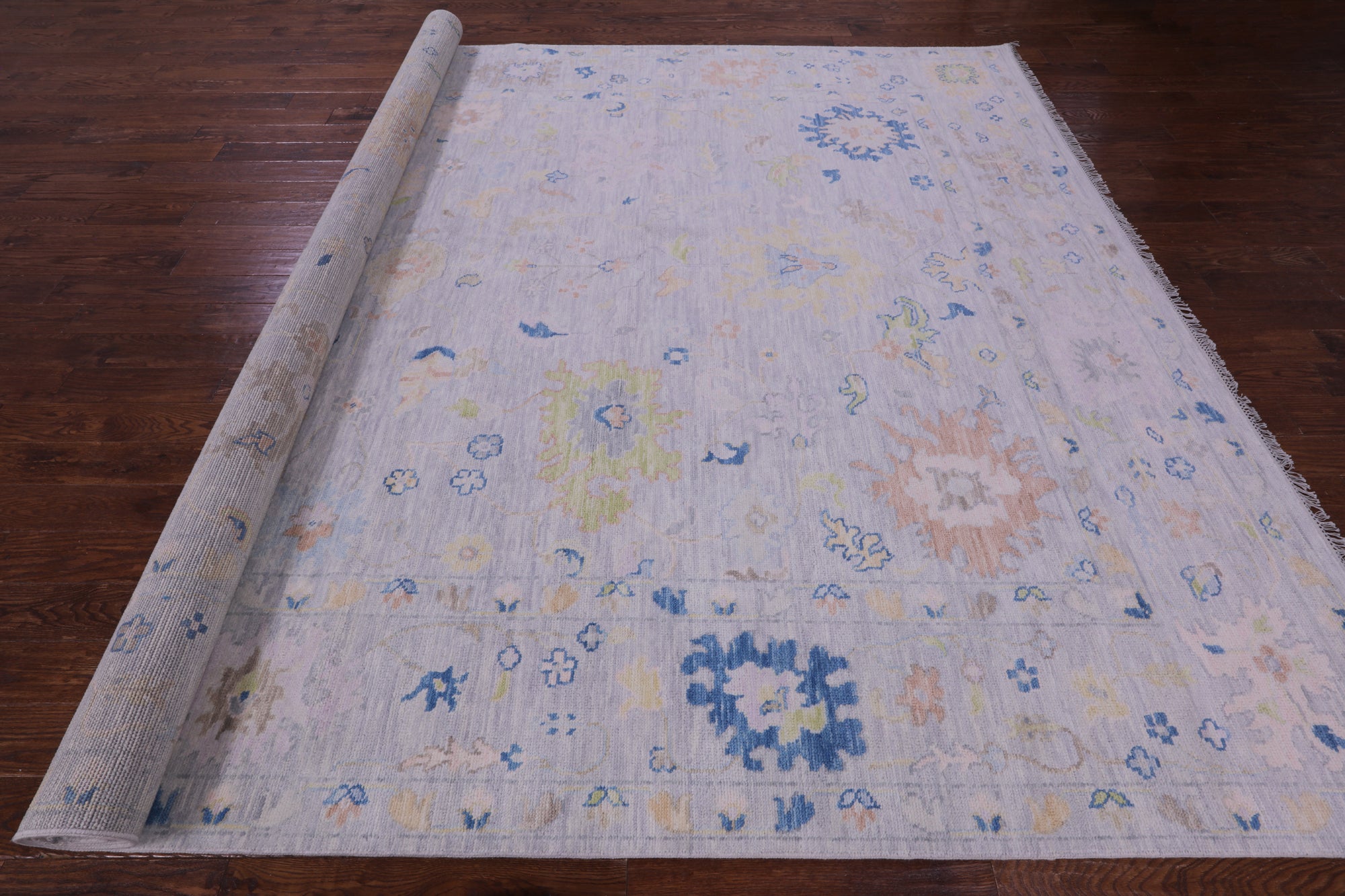 Silver Turkish Oushak Handmade Wool Rug - 10' 2" X 14' 0" - Golden Nile