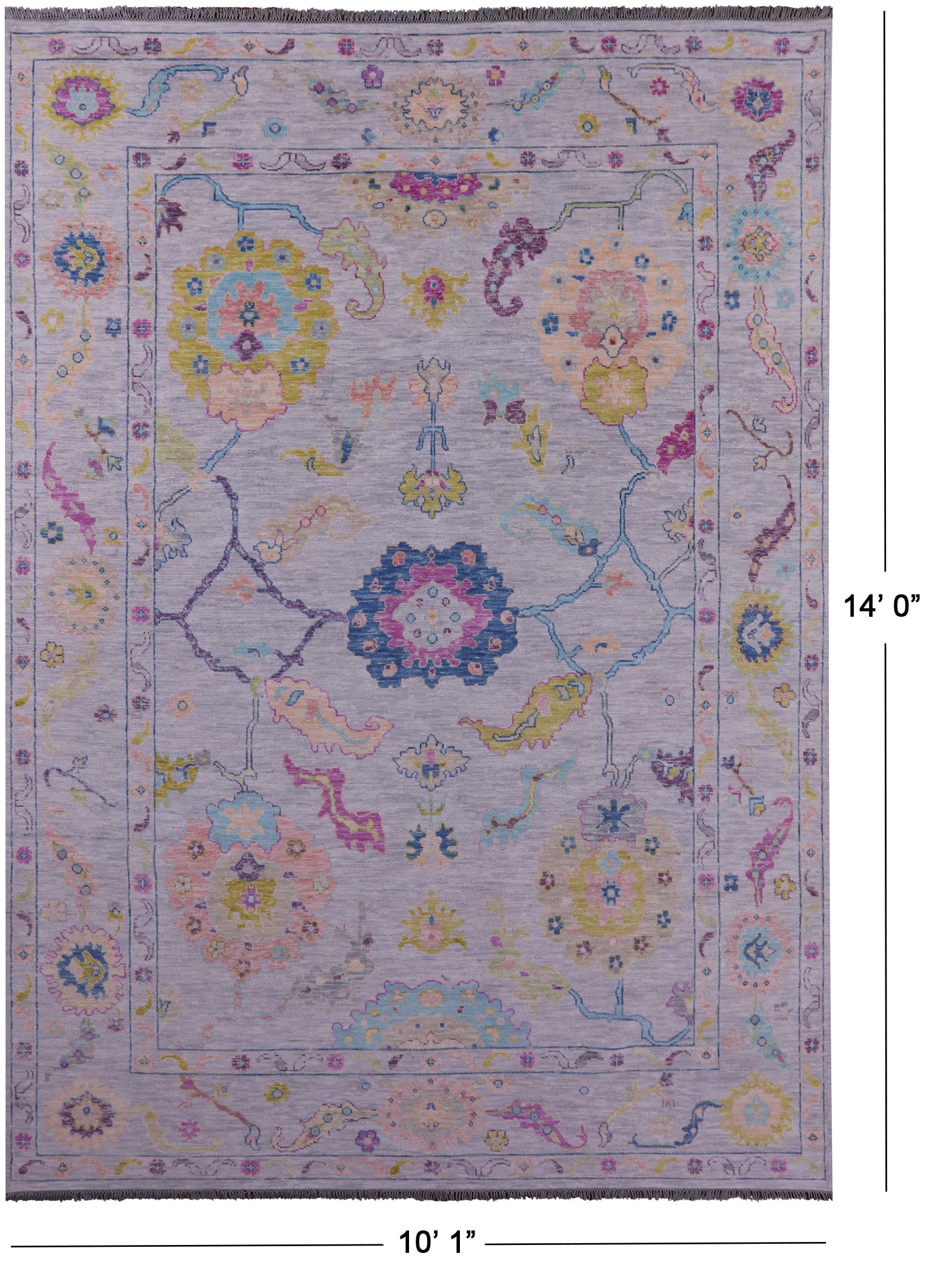 Grey Turkish Oushak Hand Knotted Wool Rug - 10' 1" X 14' 0" - Golden Nile