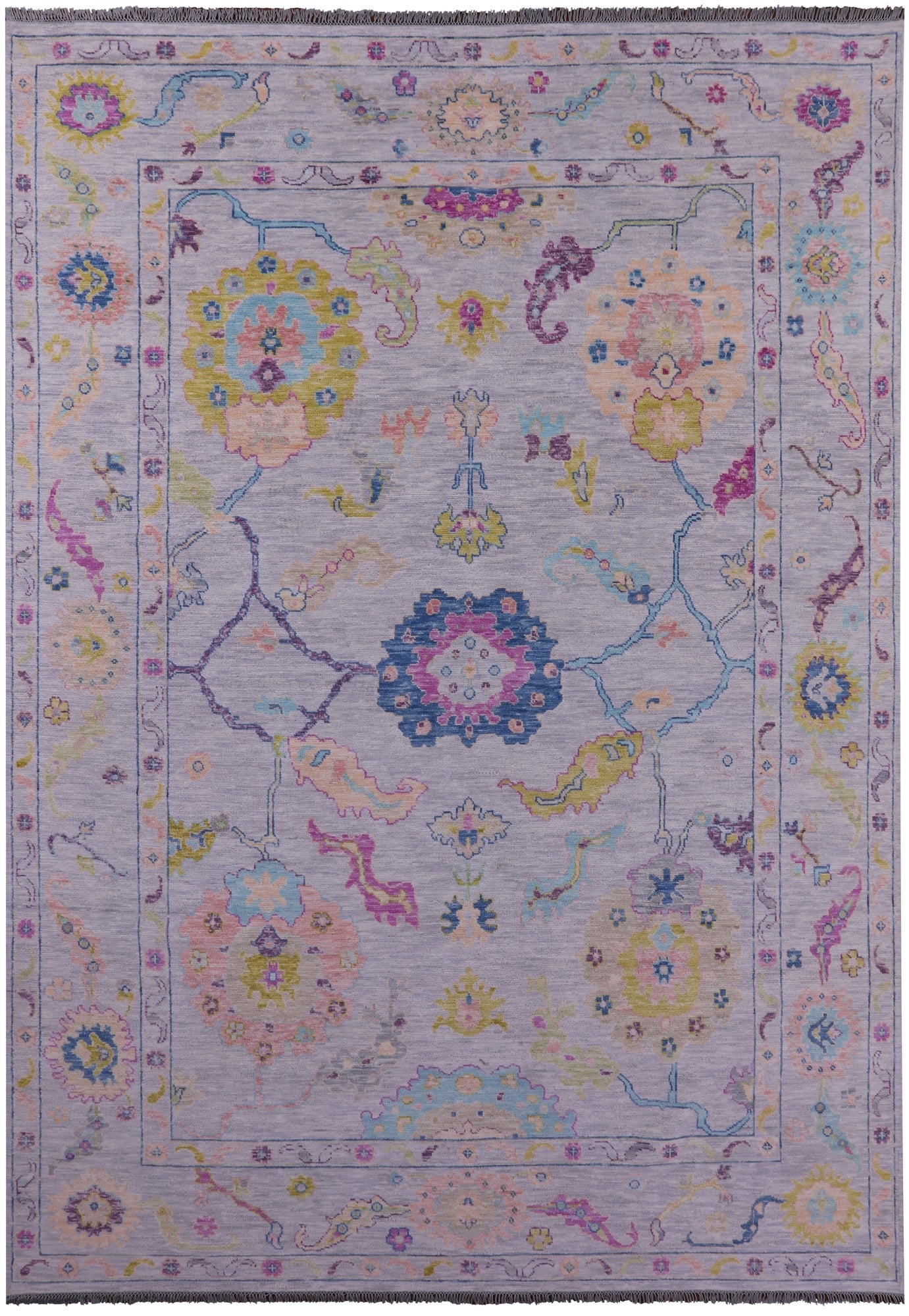 Grey Turkish Oushak Hand Knotted Wool Rug - 10' 1" X 14' 0" - Golden Nile