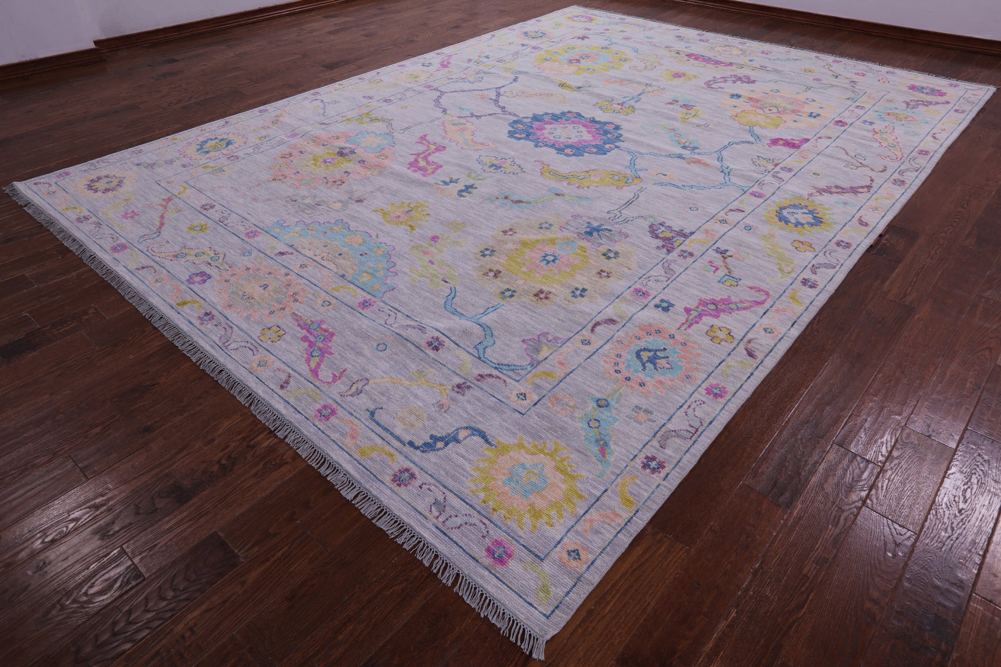Grey Turkish Oushak Hand Knotted Wool Rug - 10' 1" X 14' 0" - Golden Nile
