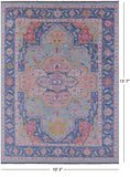 Blue Persian Fine Serapi Hand Knotted Wool Rug - 10' 3" X 13' 7" - Golden Nile