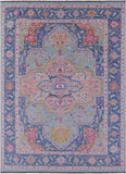 Blue Persian Fine Serapi Hand Knotted Wool Rug - 10' 3" X 13' 7" - Golden Nile