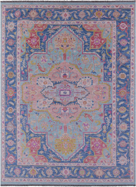 Blue Persian Fine Serapi Hand Knotted Wool Rug - 10' 3" X 13' 7" - Golden Nile