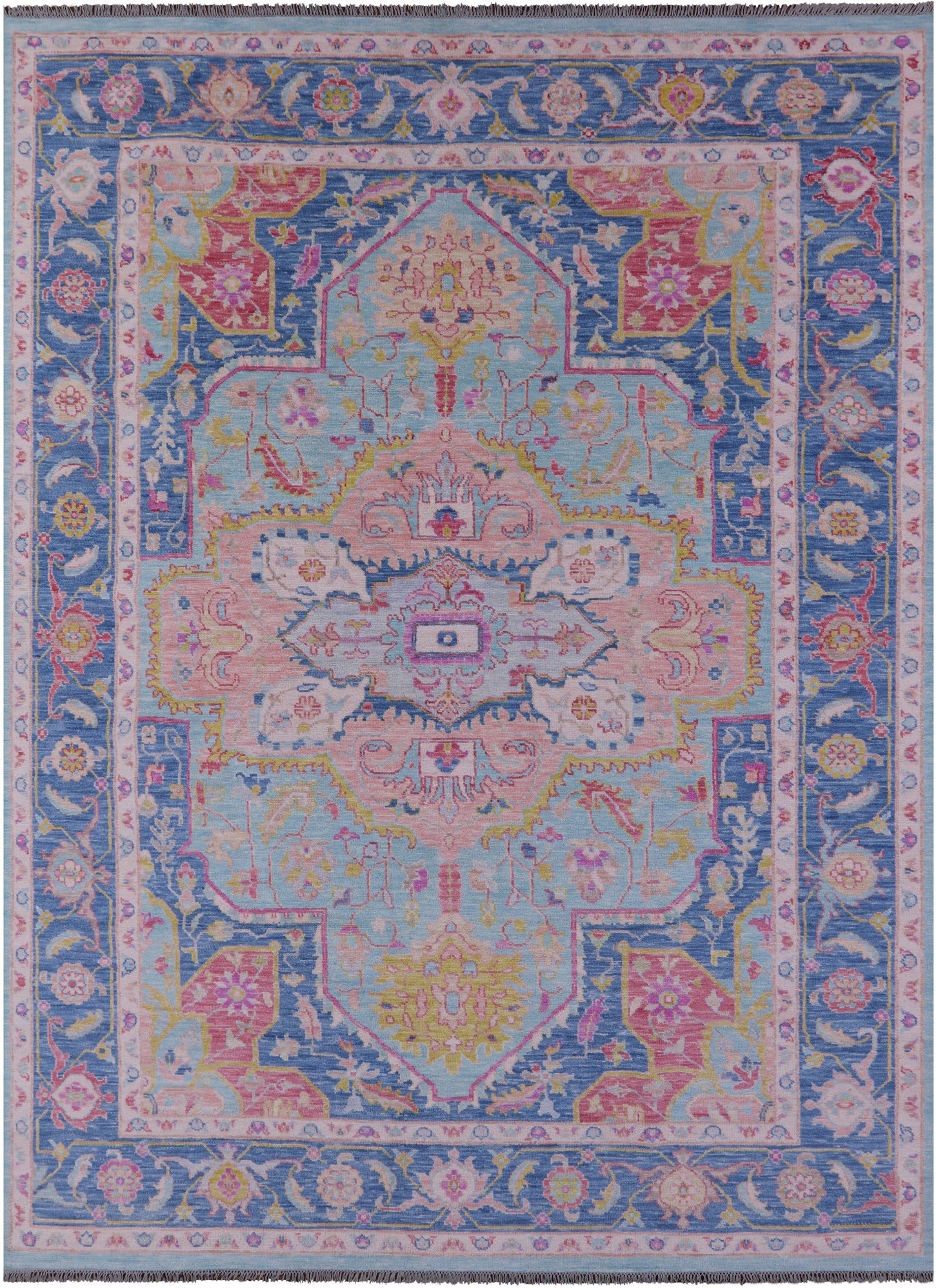Blue Persian Fine Serapi Hand Knotted Wool Rug - 10' 3" X 13' 7" - Golden Nile