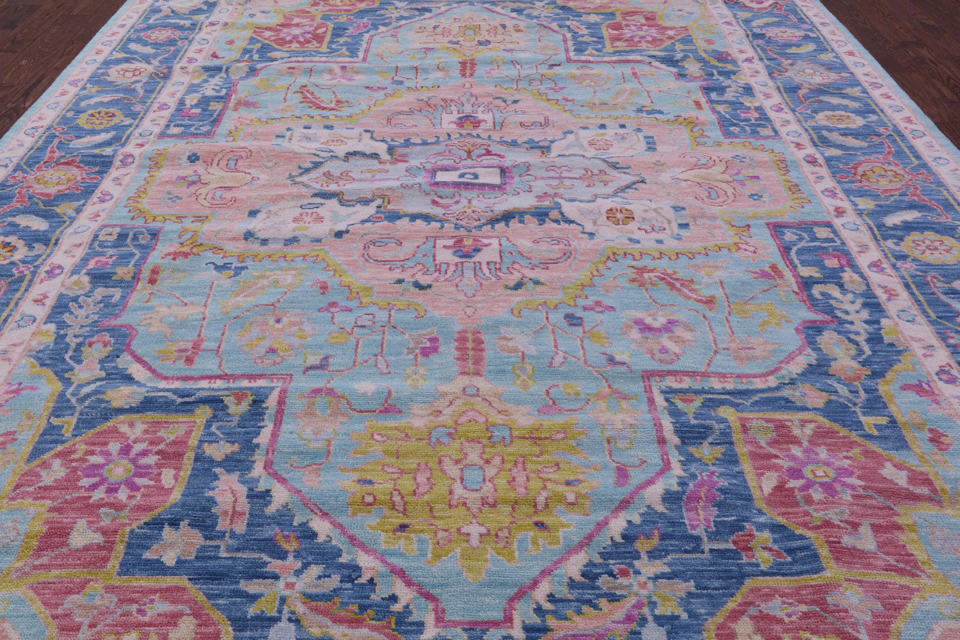 Blue Persian Fine Serapi Hand Knotted Wool Rug - 10' 3" X 13' 7" - Golden Nile
