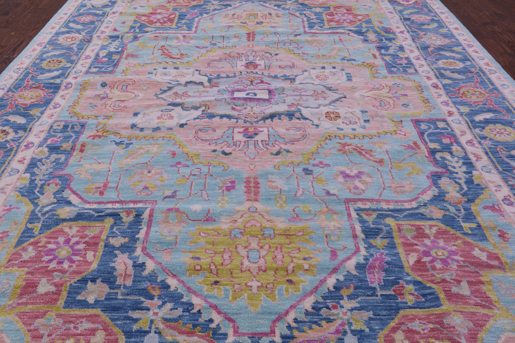 Blue Persian Fine Serapi Hand Knotted Wool Rug - 10' 3" X 13' 7" - Golden Nile