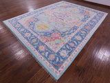 Blue Persian Fine Serapi Hand Knotted Wool Rug - 10' 3" X 13' 7" - Golden Nile