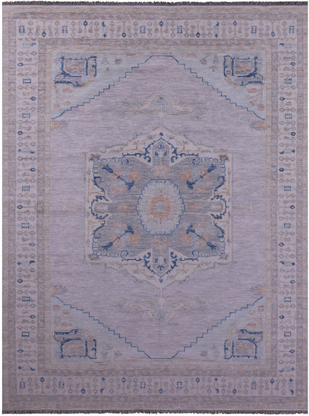 Silver Persian Fine Serapi Hand Knotted Wool Rug - 10' 4" X 14' 0" - Golden Nile