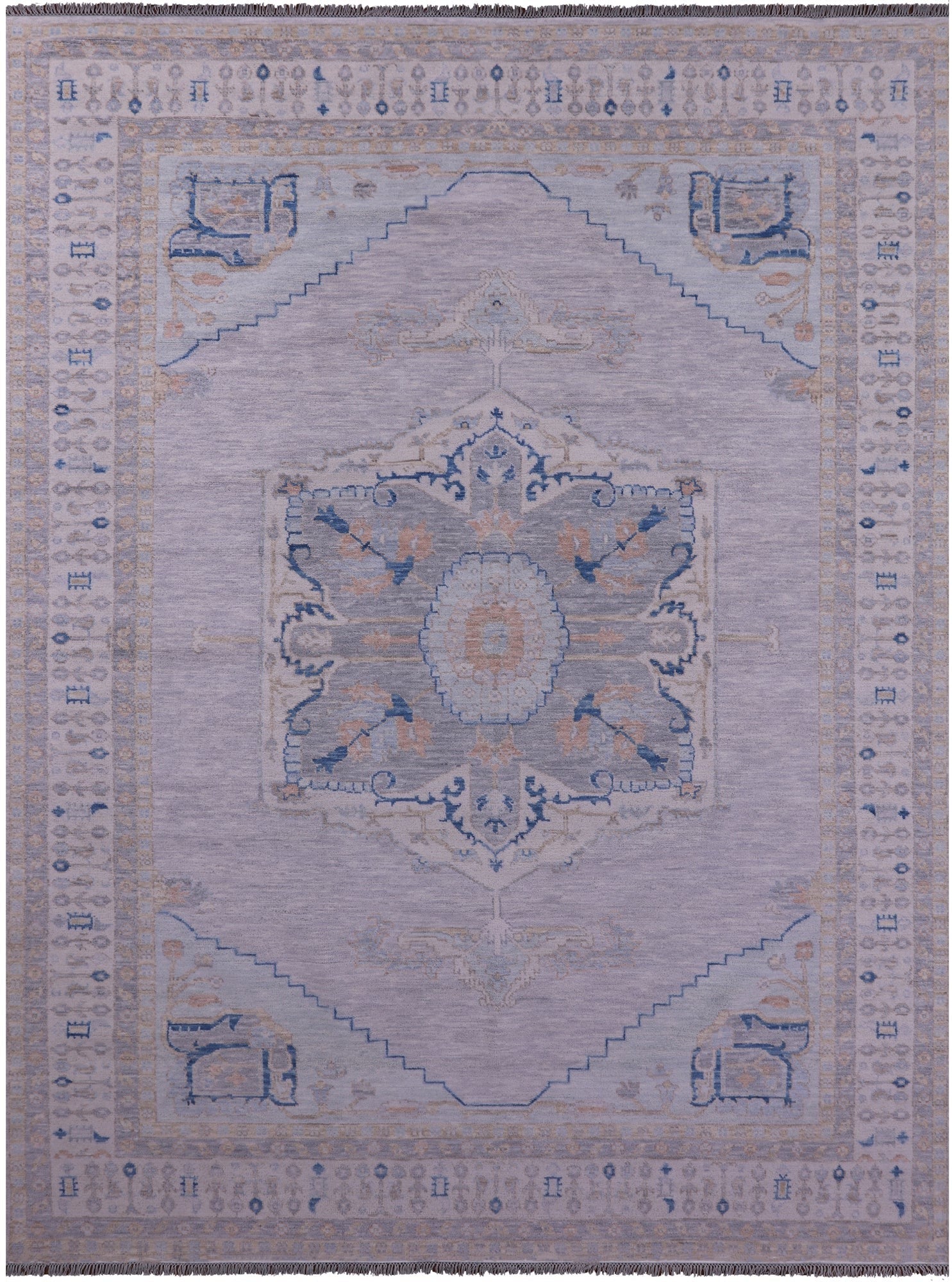 Silver Persian Fine Serapi Hand Knotted Wool Rug - 10' 4" X 14' 0" - Golden Nile