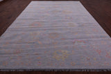 Silver Turkish Oushak Hand Knotted Wool Rug - 10' 1" X 14' 0" - Golden Nile