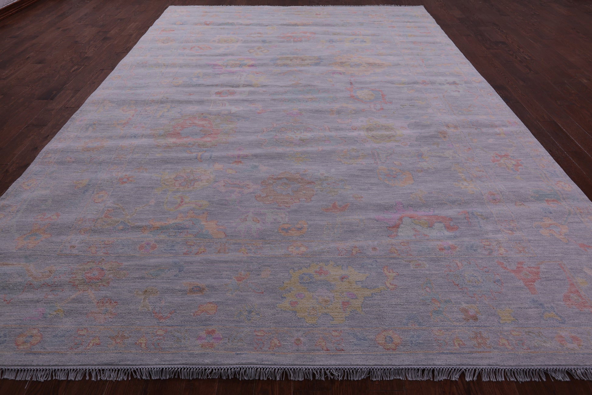 Silver Turkish Oushak Hand Knotted Wool Rug - 10' 1" X 14' 0" - Golden Nile