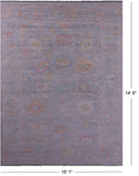 Silver Turkish Oushak Hand Knotted Wool Rug - 10' 1" X 14' 0" - Golden Nile