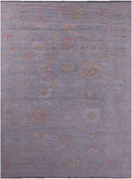 Silver Turkish Oushak Hand Knotted Wool Rug - 10' 1" X 14' 0" - Golden Nile