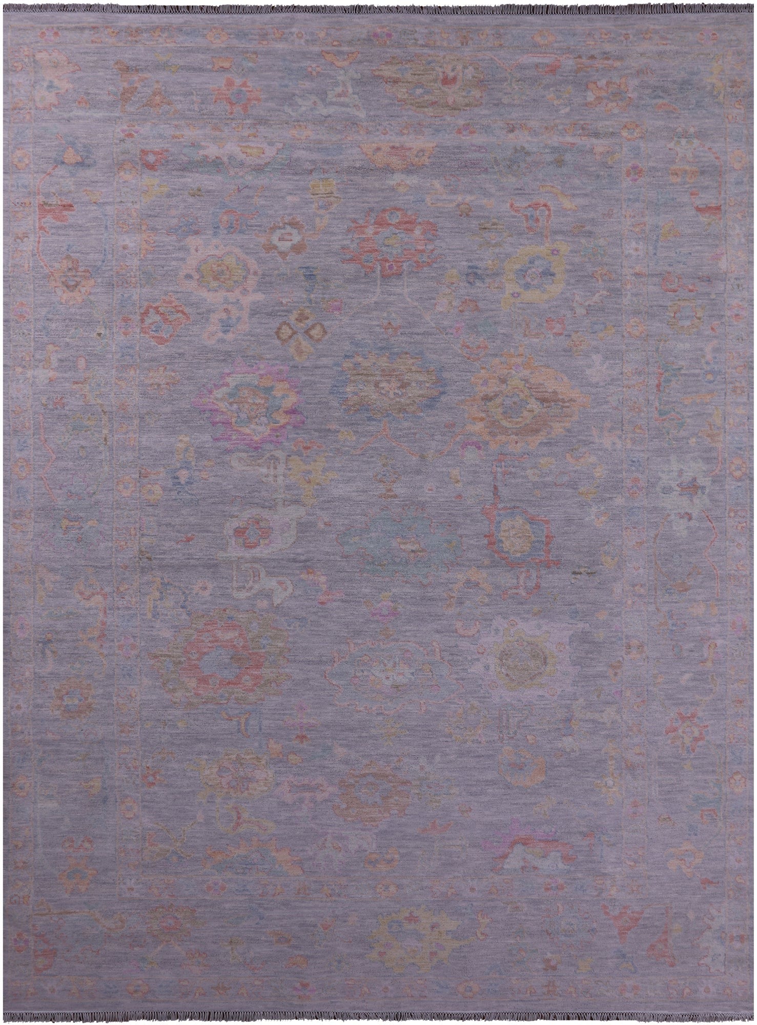 Silver Turkish Oushak Hand Knotted Wool Rug - 10' 1" X 14' 0" - Golden Nile