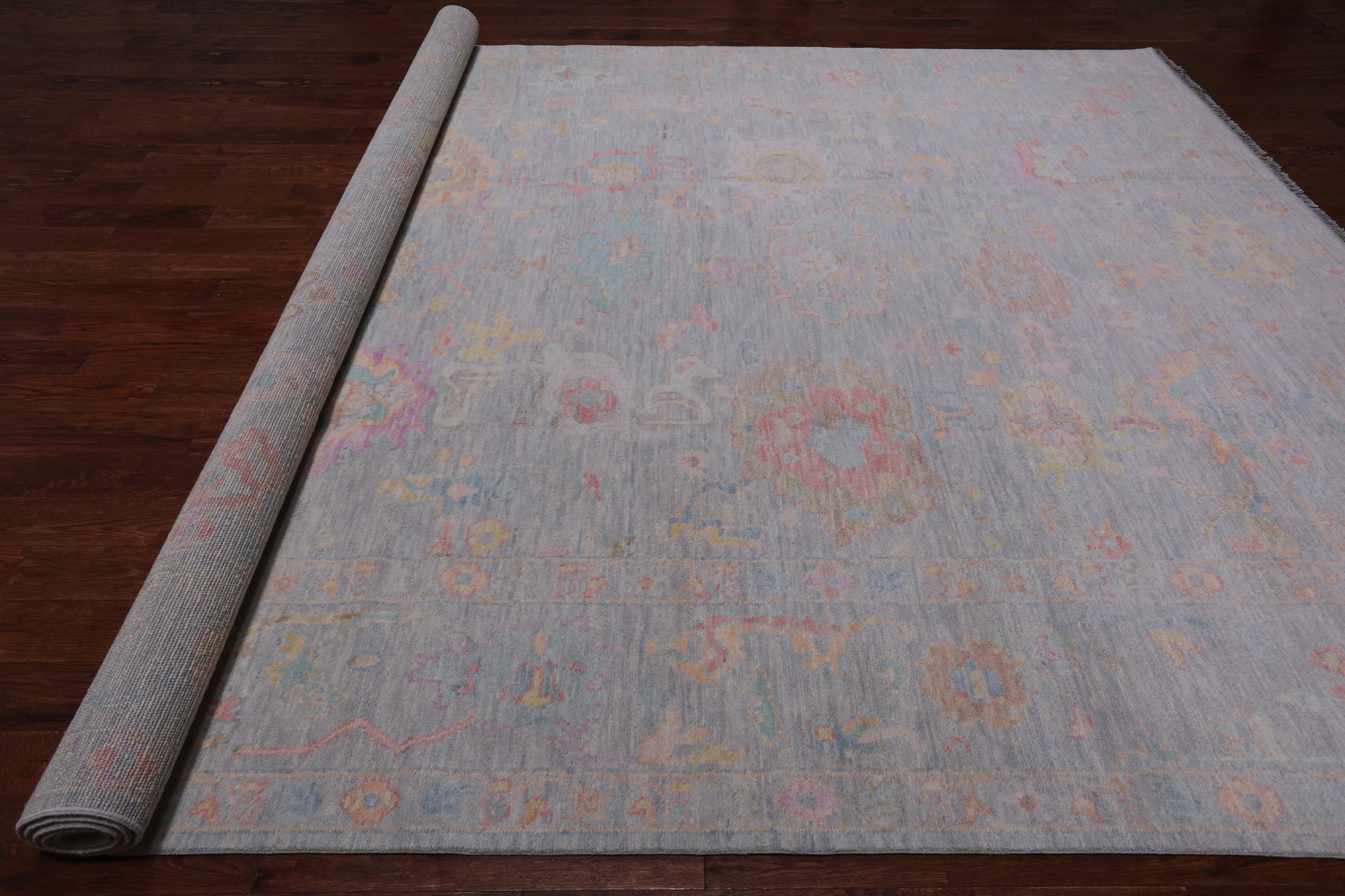 SUPER SALE Silver Turkish Oushak Hand Knotted Wool Rug - 10' 1" X 14' 0"