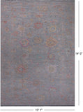 SUPER SALE Silver Turkish Oushak Hand Knotted Wool Rug - 10' 1" X 14' 0"