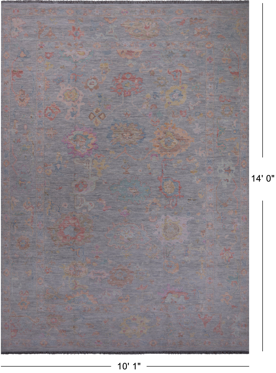 SUPER SALE Silver Turkish Oushak Hand Knotted Wool Rug - 10' 1" X 14' 0"