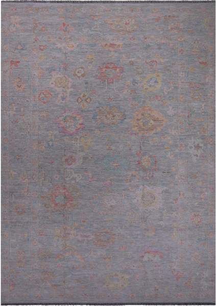 SUPER SALE Silver Turkish Oushak Hand Knotted Wool Rug - 10' 1" X 14' 0"