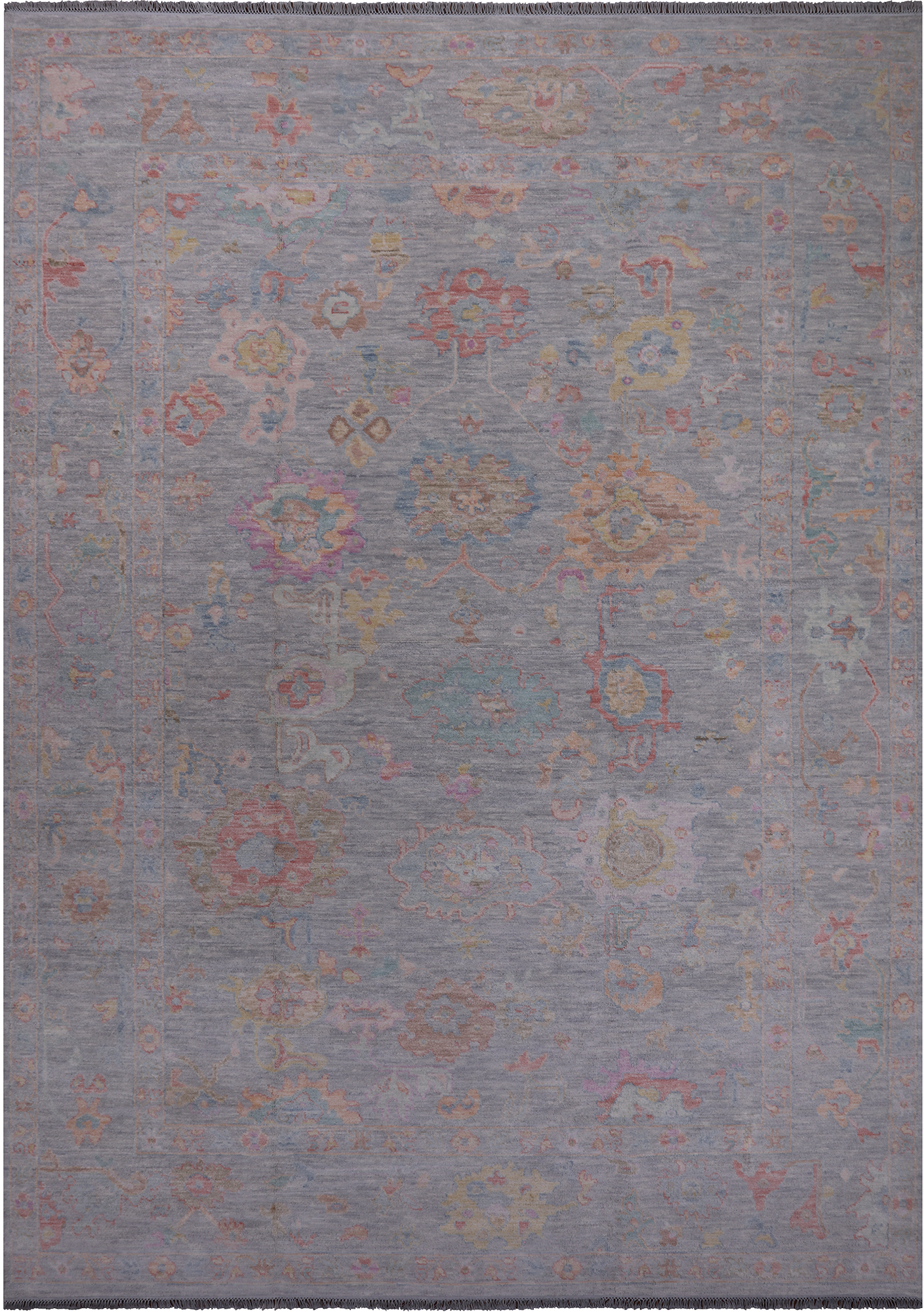 SUPER SALE Silver Turkish Oushak Hand Knotted Wool Rug - 10' 1" X 14' 0"