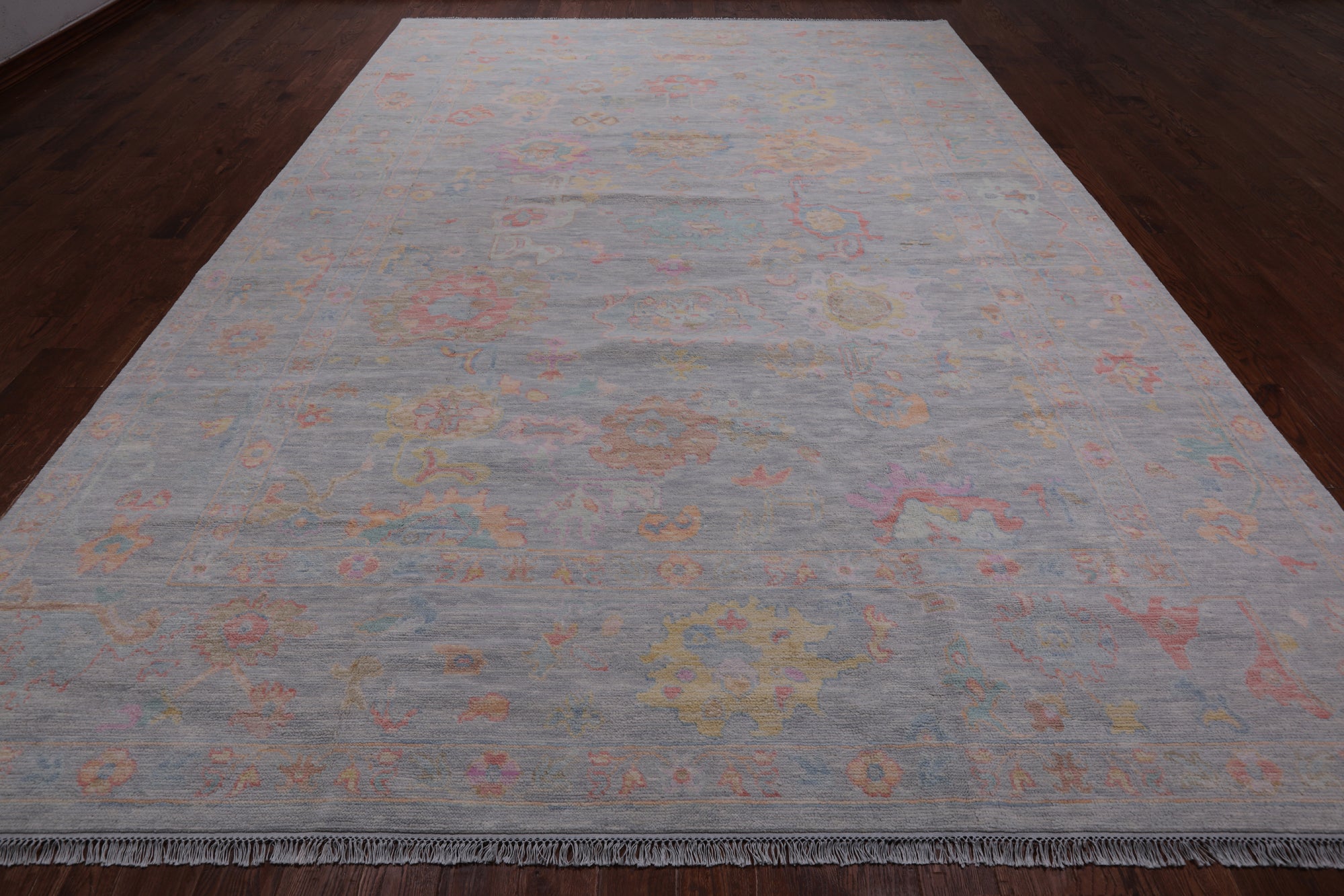 SUPER SALE Silver Turkish Oushak Hand Knotted Wool Rug - 10' 1" X 14' 0"