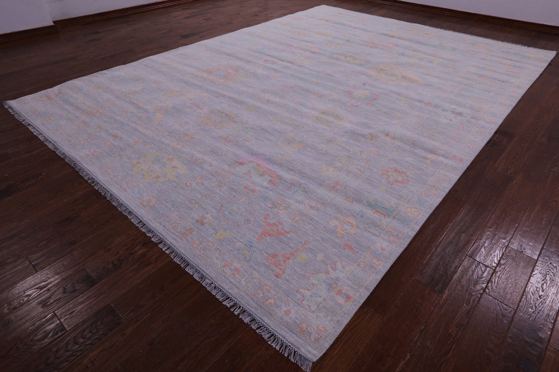 Silver Turkish Oushak Hand Knotted Wool Rug - 10' 1" X 14' 0" - Golden Nile