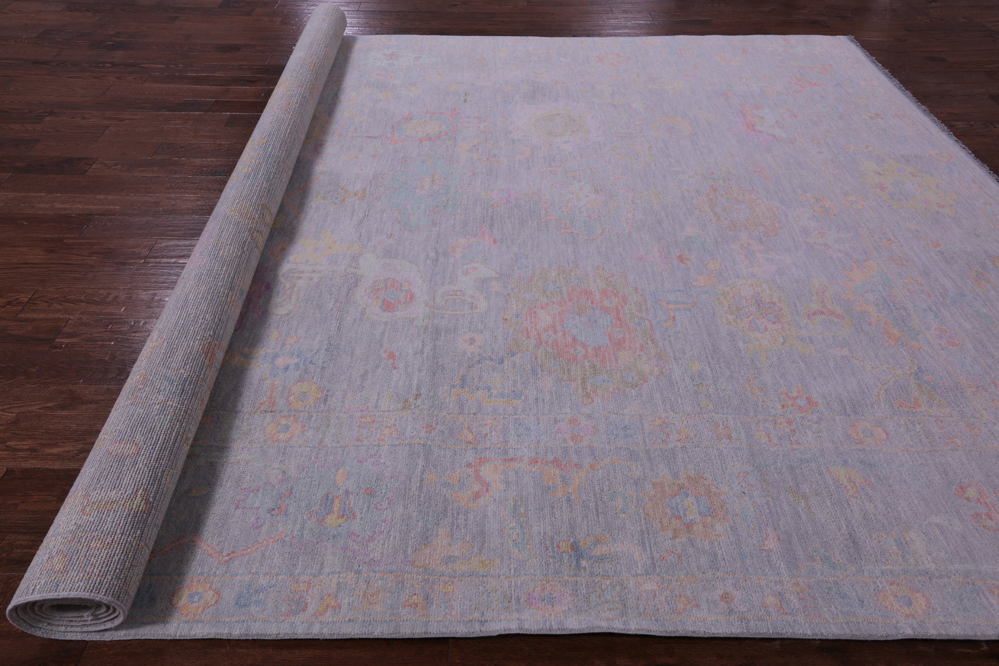 Silver Turkish Oushak Hand Knotted Wool Rug - 10' 1" X 14' 0" - Golden Nile
