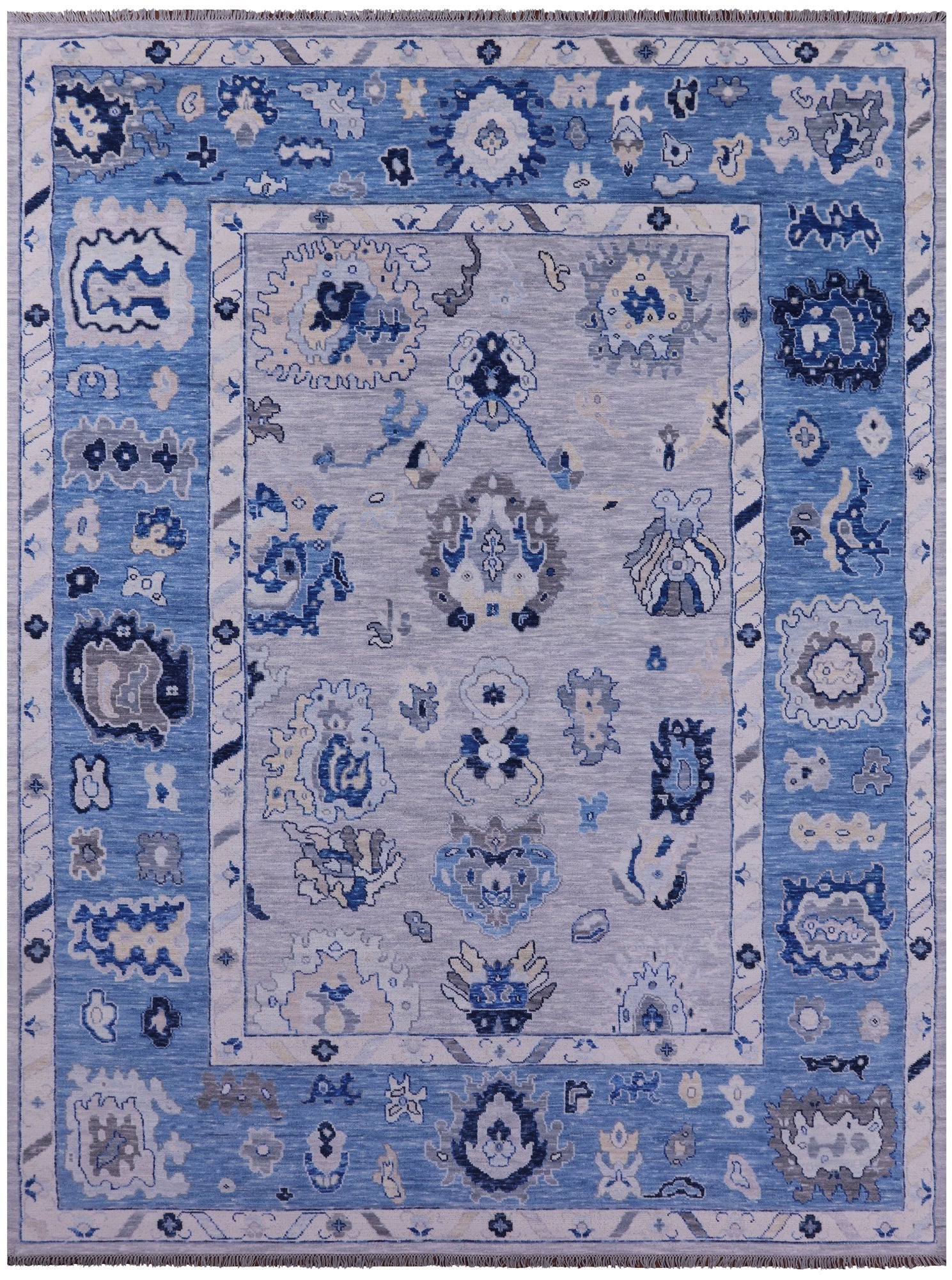 Grey Turkish Oushak Hand Knotted Wool Rug - 10' 2" X 13' 9" - Golden Nile