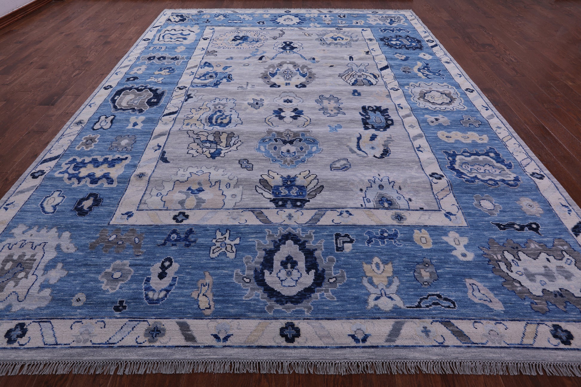 Grey Turkish Oushak Hand Knotted Wool Rug - 10' 2" X 13' 9" - Golden Nile