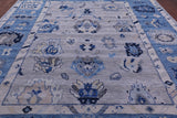 Grey Turkish Oushak Hand Knotted Wool Rug - 10' 2" X 13' 9" - Golden Nile